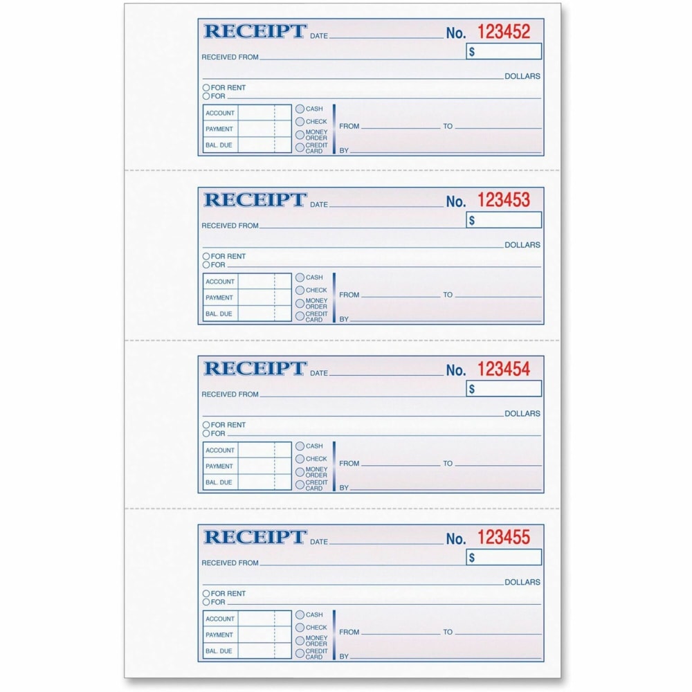 TOPS Manifold Receipt Book, 3-Part, 7 5/8in x 11in, White/Canary/Pink