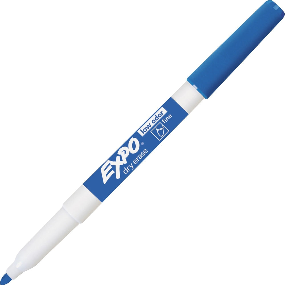 EXPO Low-Odor Dry-Erase Markers, Fine Point, Blue, Pack Of 12