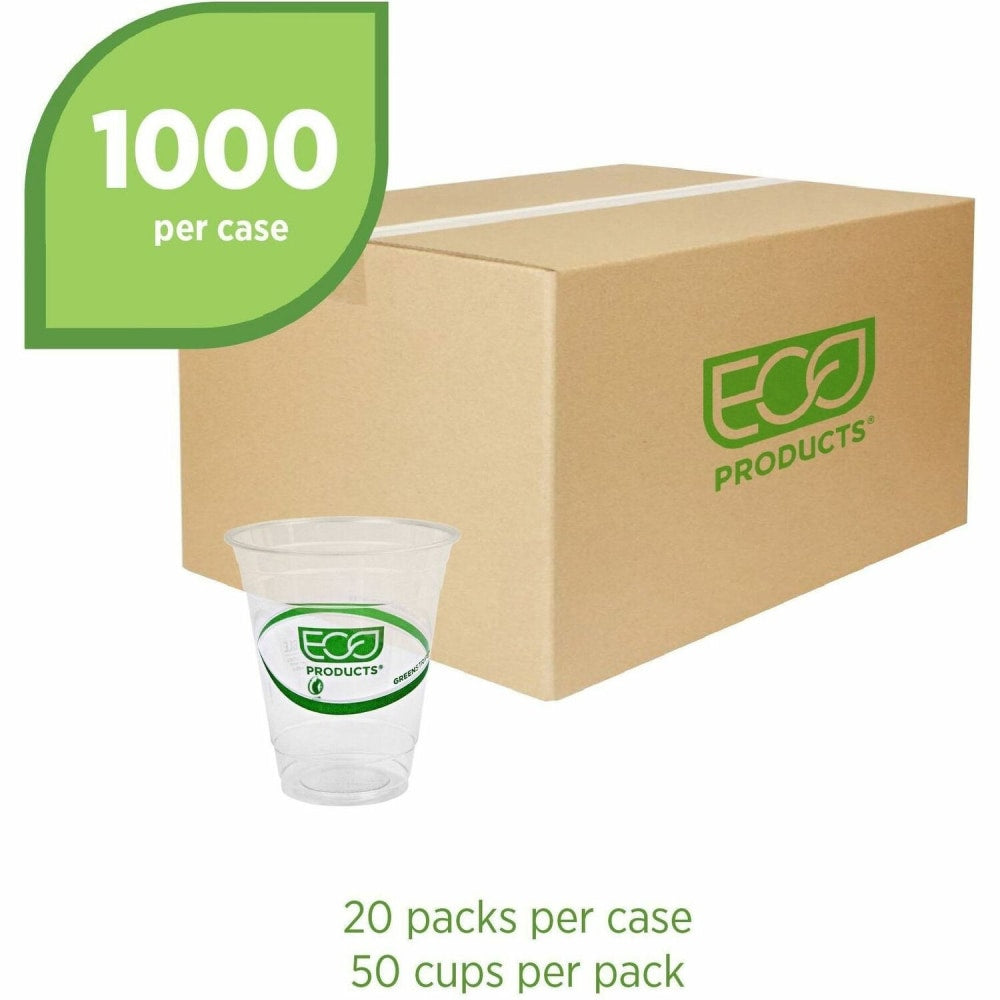 Eco-Products GreenStripe PLA Compostable Cold Cups, 12 Oz, Carton Of 1000