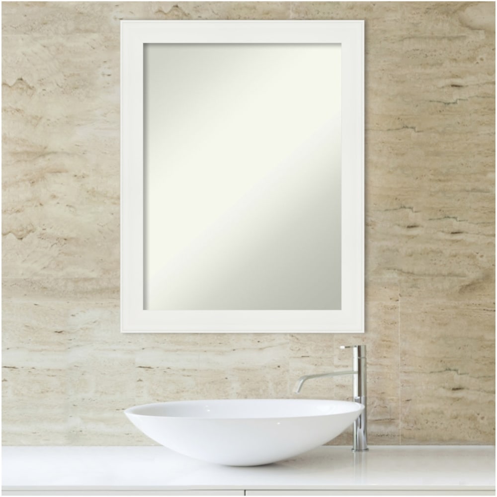 Amanti Art Narrow Non-Beveled Rectangle Framed Bathroom Wall Mirror, 27-1/2in x 21-1/2in, Vanity White