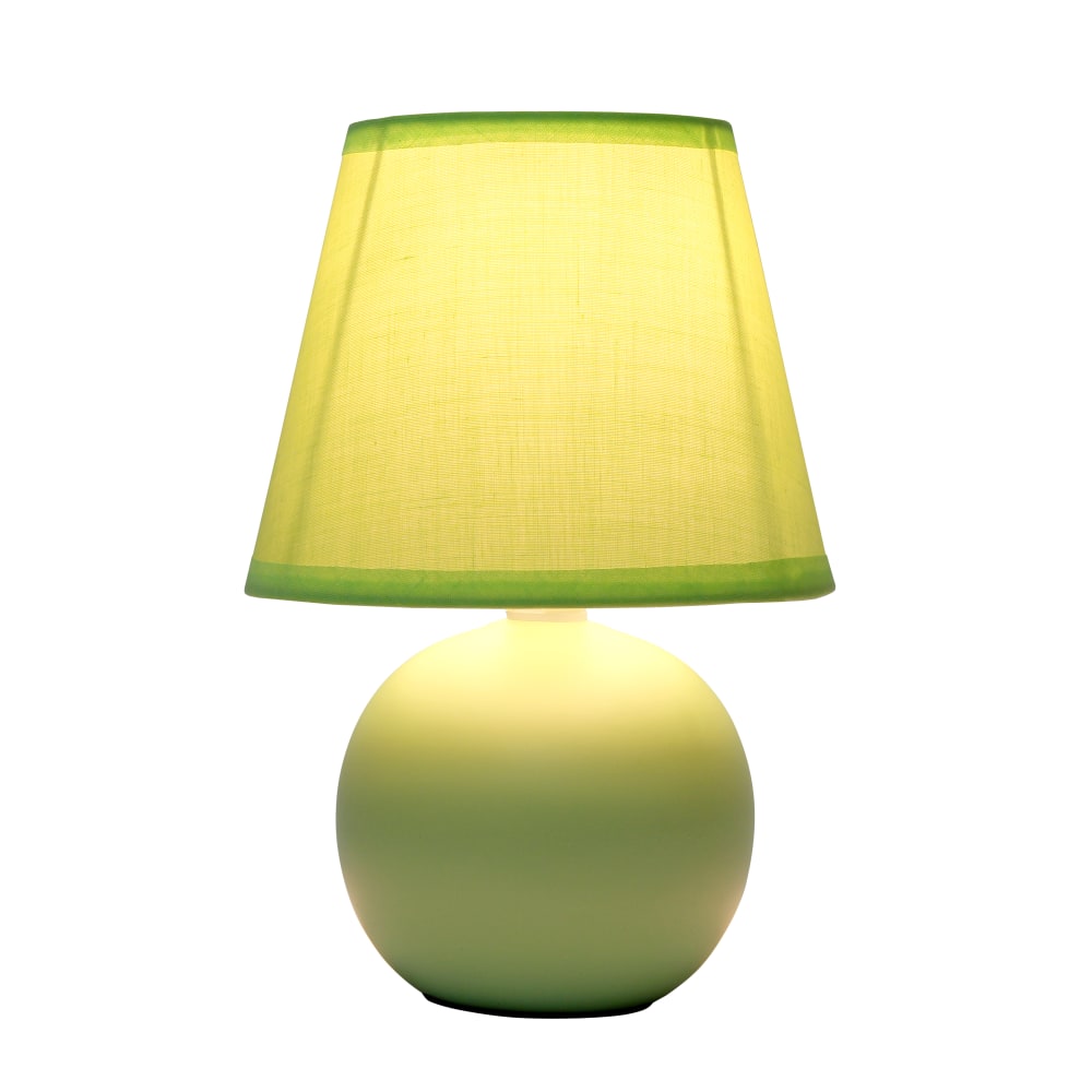 Simple Designs  Mini Ceramic Globe Table Lamp, 8.66inH, Green