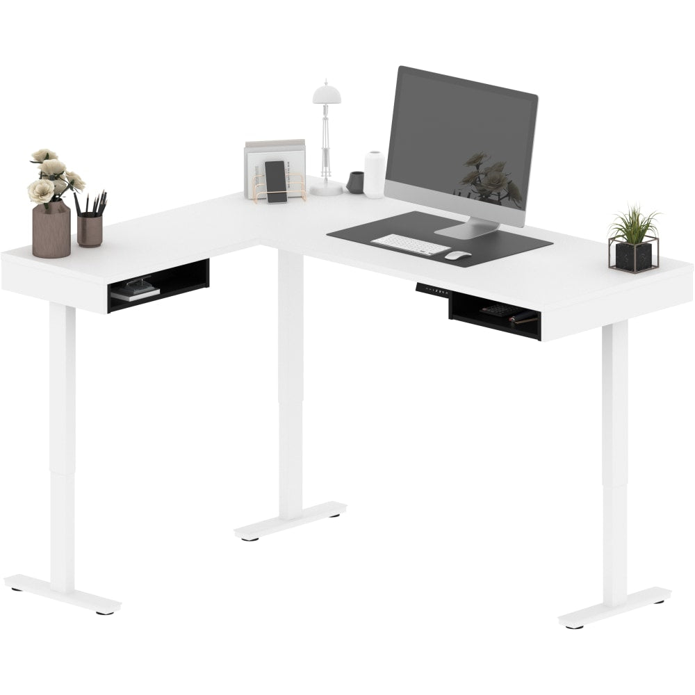 Bestar Pro-Vega 72inW L-Shaped Standing Corner Desk, White/Black