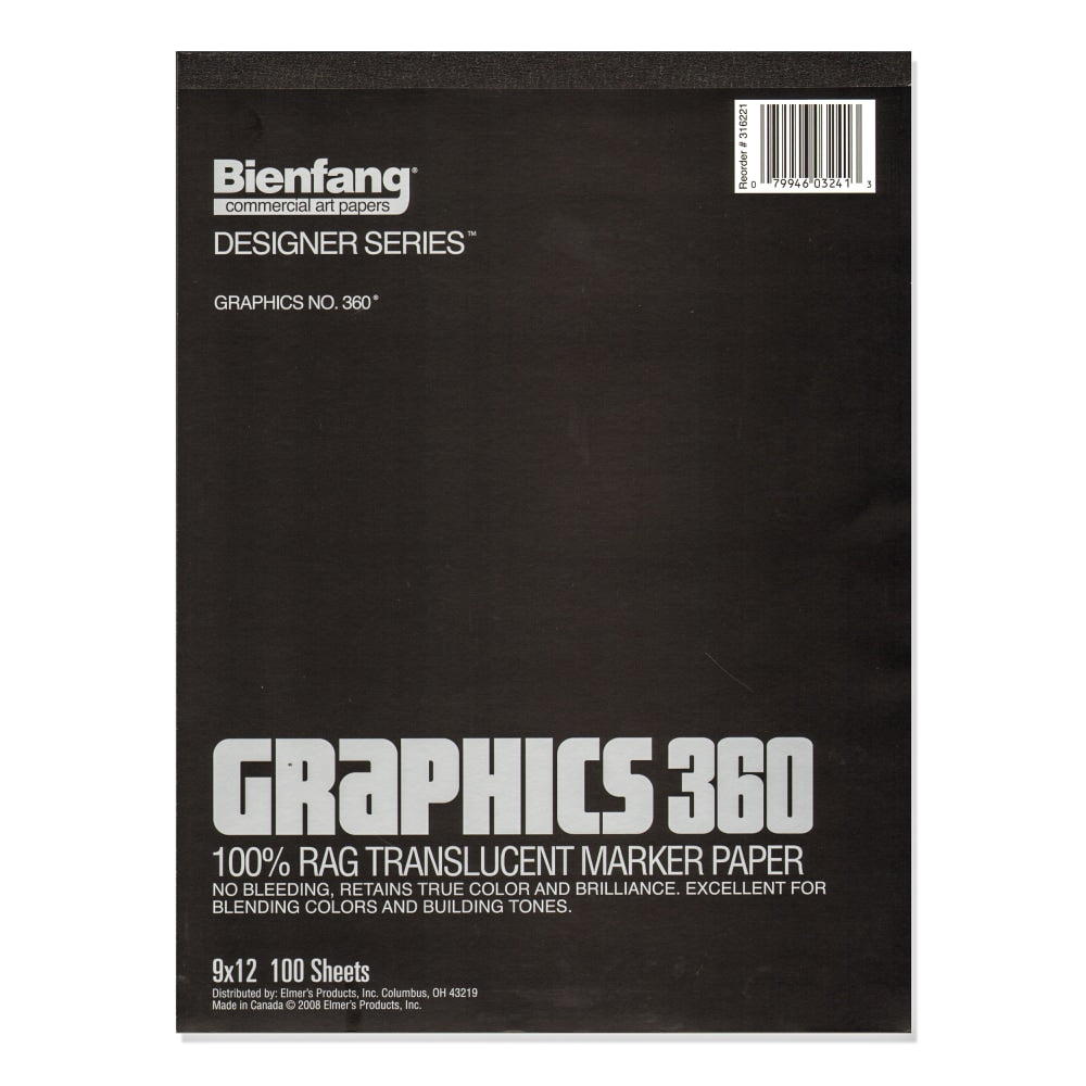 Bienfang Graphics 360 Translucent Marker Pad, 11in x 14in, White, 100 Sheets