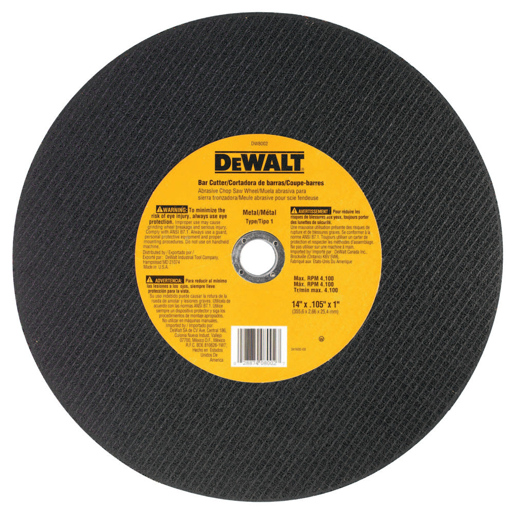 DeWalt Type 1 Fabrication Cutting Wheel, 14in Diameter