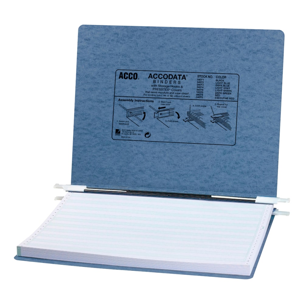 Wilson Jones Presstex Data Binder With Retractable Hooks, 14 7/8in x 11in, Light Blue