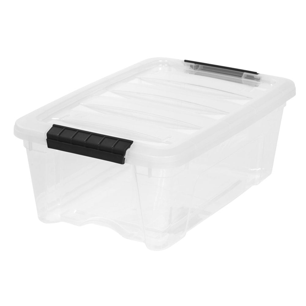 IRIS Latch Plastic Storage Container With Built-In Handles And Snap Lid, 12.95 Quarts, 16 1/2in x 11in x 6 1/2in, Clear