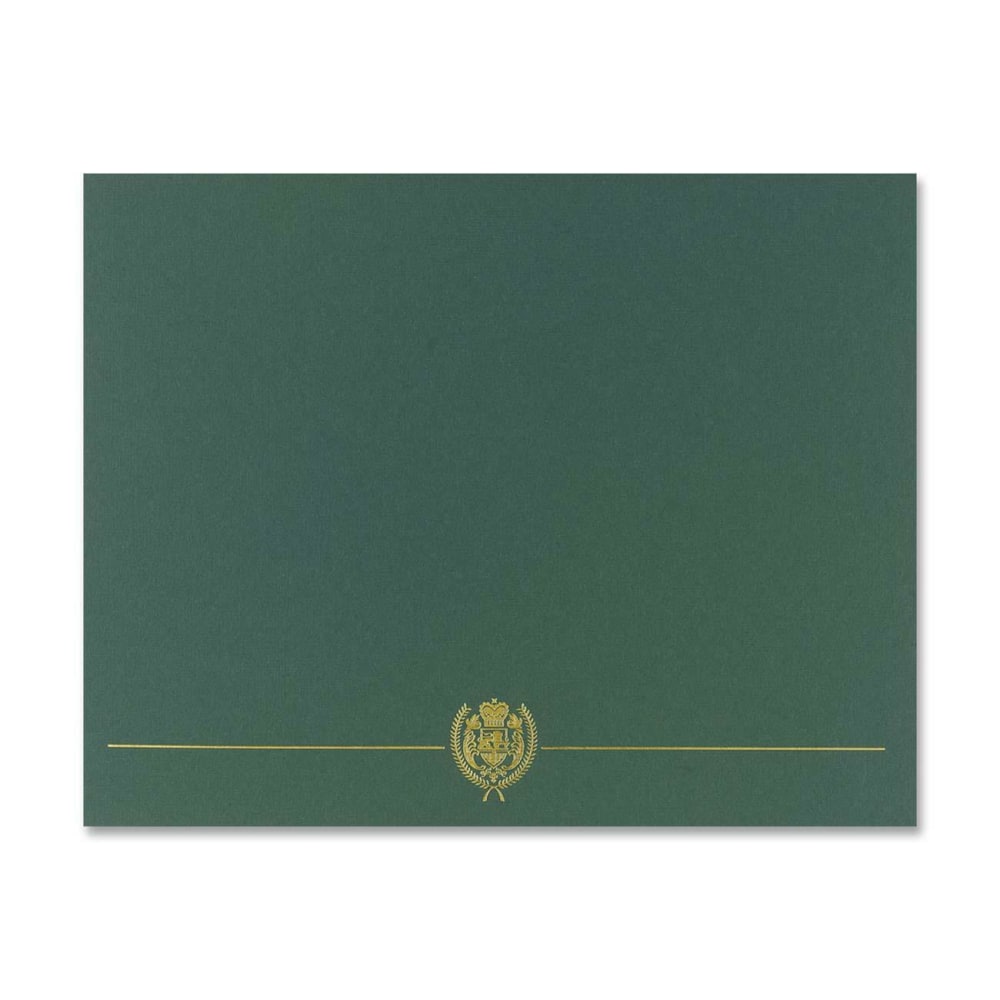 Great Papers! Classic Crest with Gold Foil Certificate Covers, 12in x 9 3/8in (folded), Hunter Green, Die-Cuts for 8.5in x 11in document, Pack Of 5