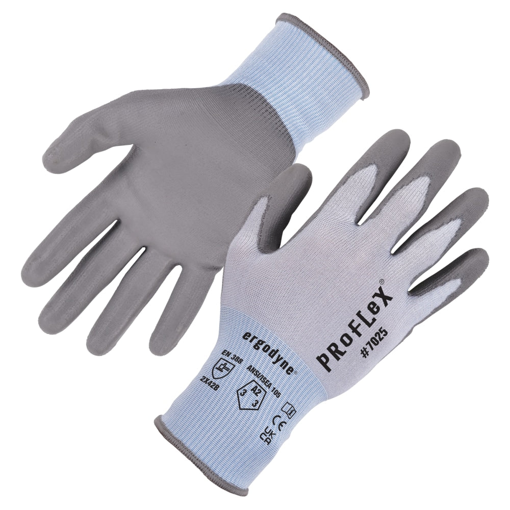 Ergodyne Proflex 7025 PU-Coated Cut-Resistant Gloves, 2X, Blue