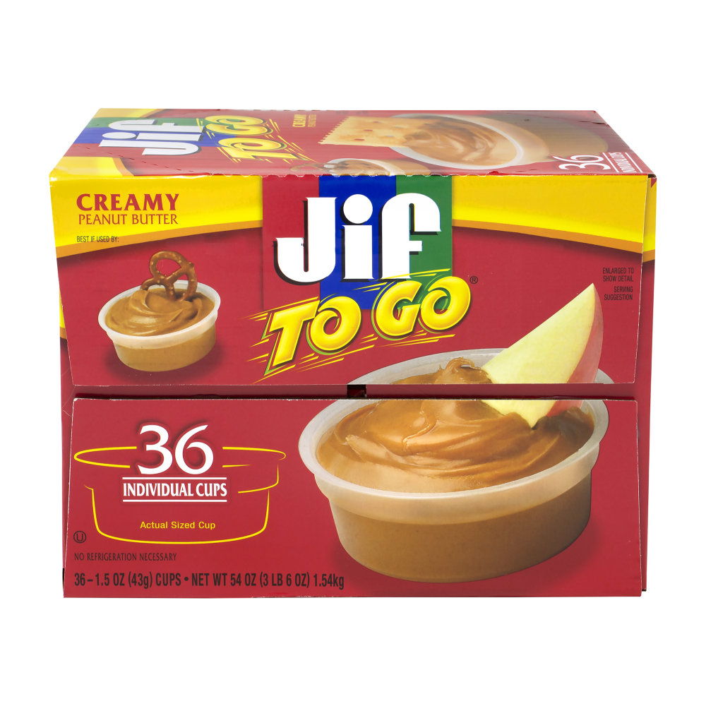 Jif To Go Peanut Butter Dipping Cups, 1.5 Oz, Box Of 36