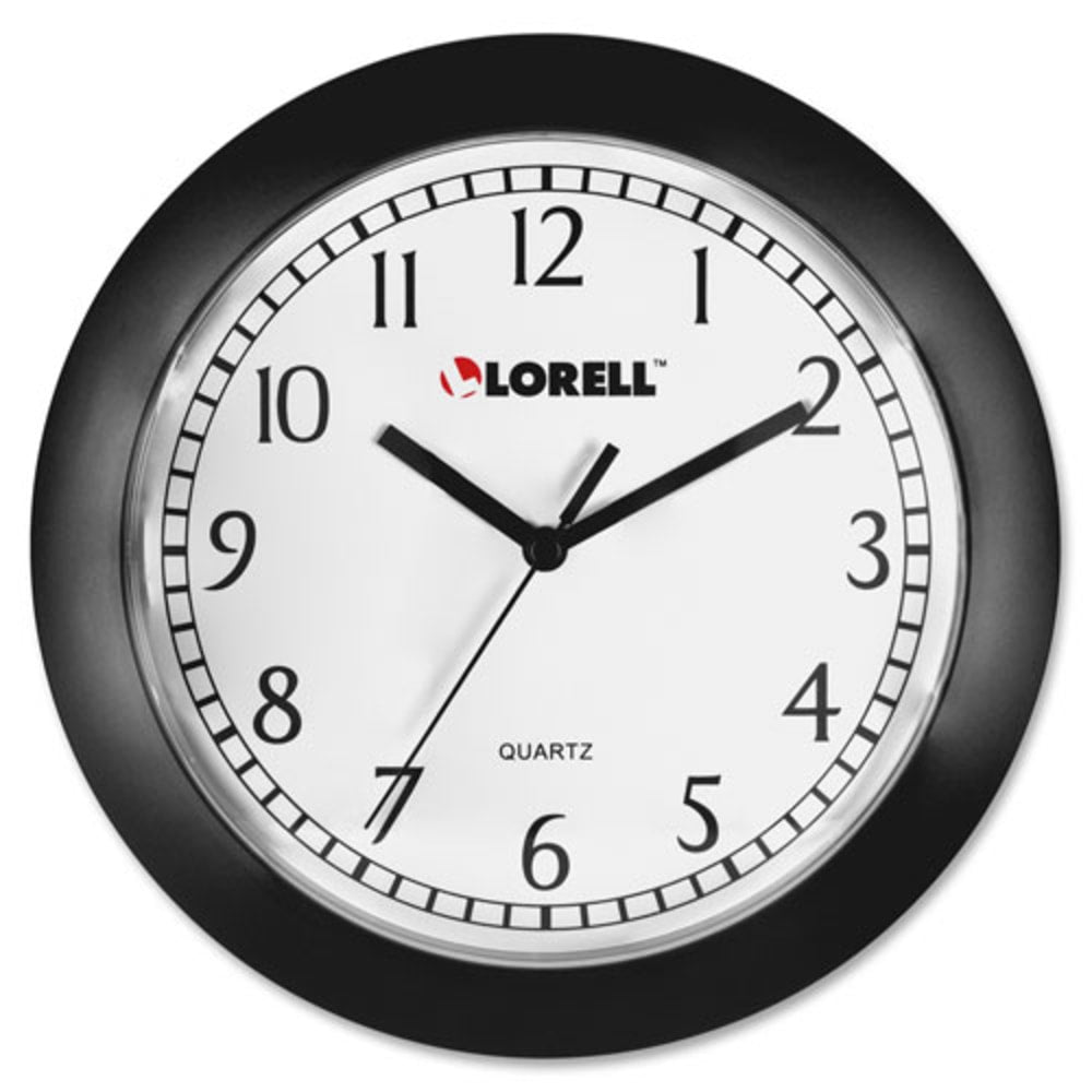 Lorell 9in Round Profile Wall Clock, Black