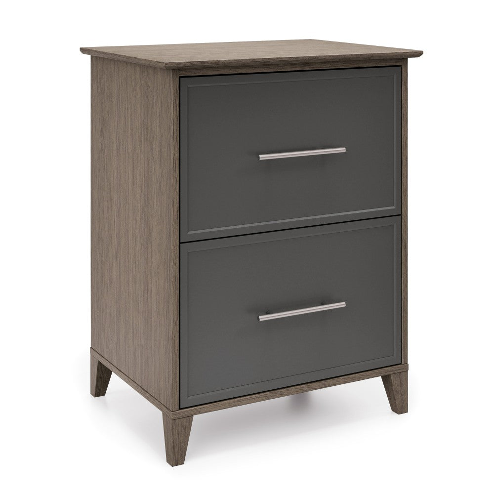 Realspace Koru 23-1/2inW x 17-1/2inD Lateral 2-Drawer File Cabinet, Two-Tone Slate/Gray Oak