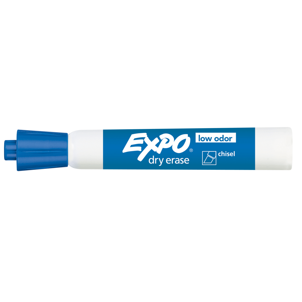 EXPO Low-Odor Dry-Erase Markers, Chisel Point, Blue, Pack Of 12