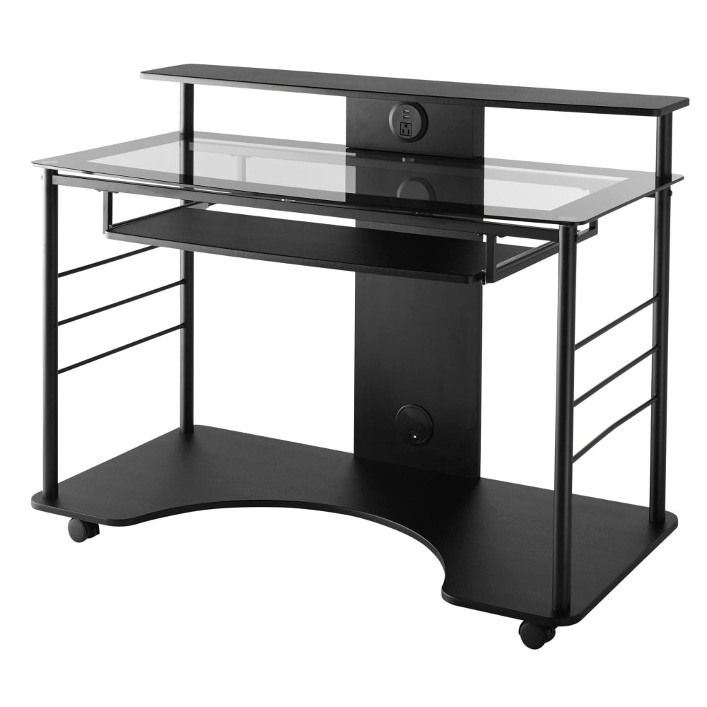 Realspace 47inW Mobile Tech Desk Workstation, 36-1/16inH x 47-1/4inW x 26inD, Black