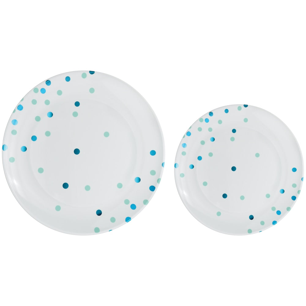 Amscan Round Hot-Stamped Plastic Plates, Blue, Pack Of 20 Plates