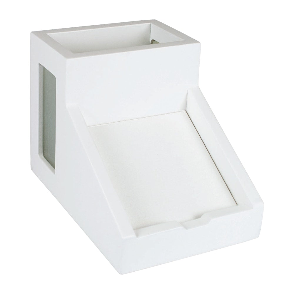 Victor Pure White Collection Pencil Cup With Note Holder, 4inH x 4 1/2inW x 6 3/10inD, White