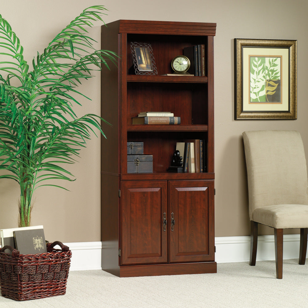 Sauder Heritage Hill 71 1/4inH 3-Shelf Traditional Bookcase, Cherry/Dark Finish