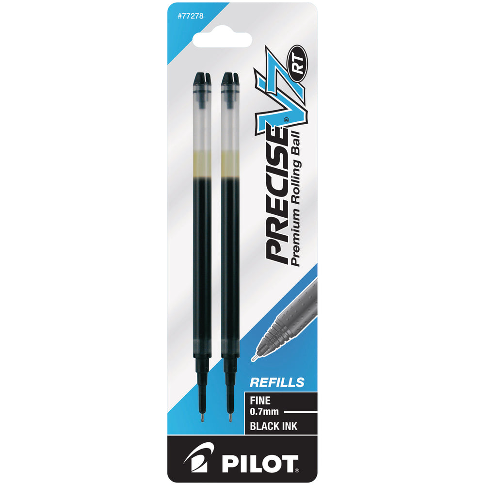 Pilot Precise Liquid Ink Retractable Rollerball Refills, V7, 0.7 mm, Fine Point, Black, Pack Of 2