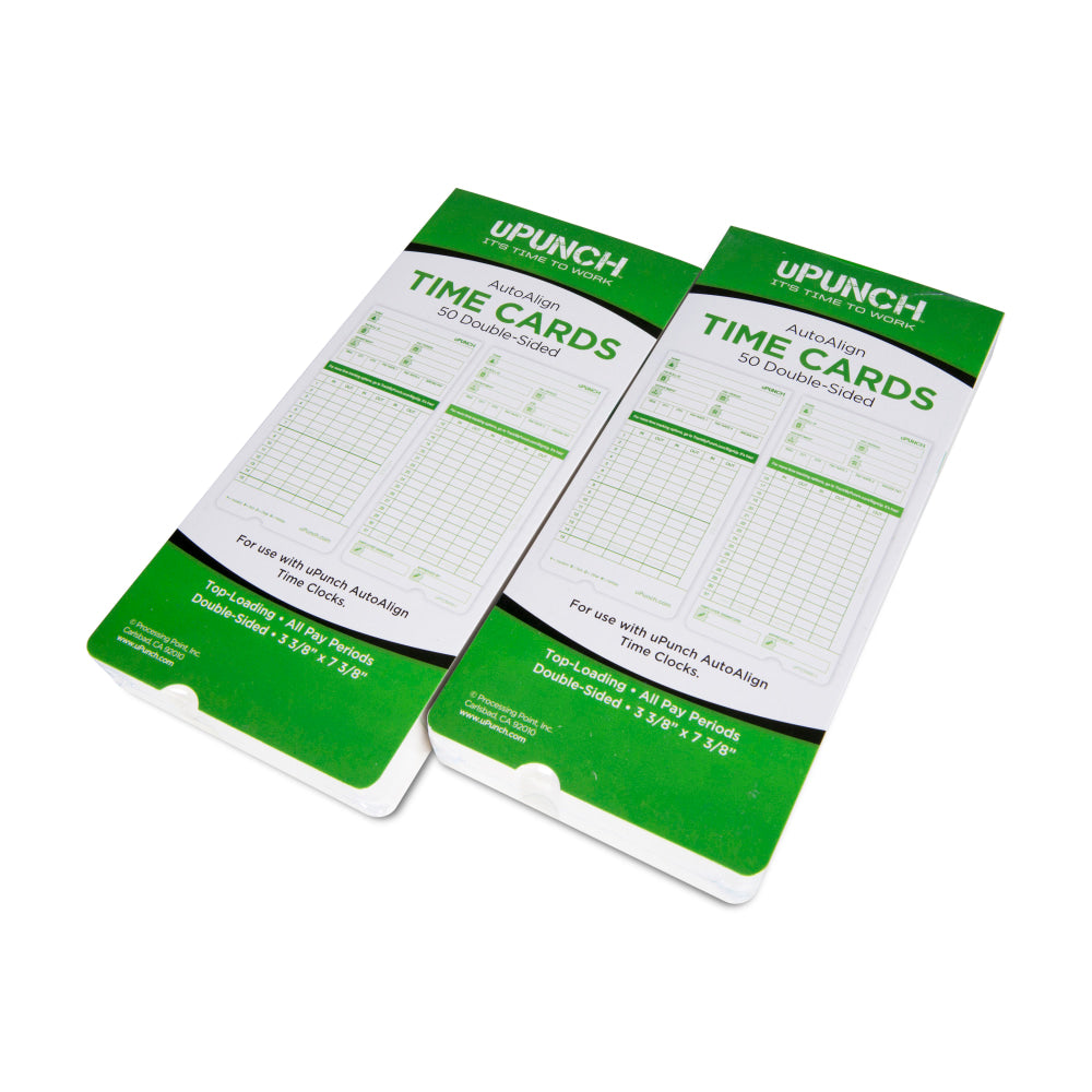 uPunch All Pay Periods Time Cards, 2-Sided, 3.5in x 7.5in, Green, Pack Of 100, HNTCG1100