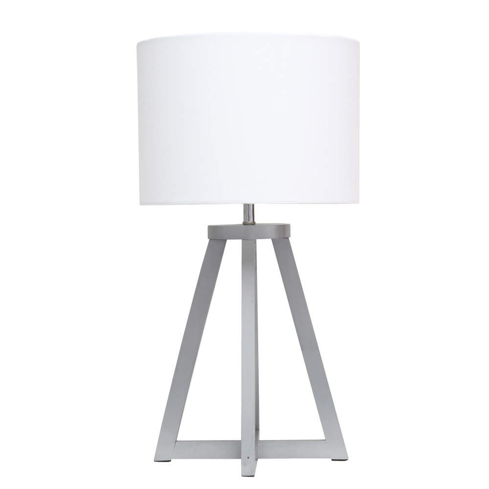 Simple Designs Interlocked Triangular Table Lamp, 19-1/8inH, White Shade/Gray Base