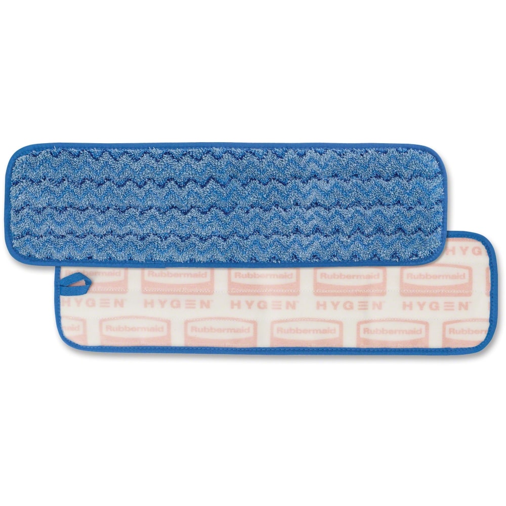 Rubbermaid Commercial Hygen 18in Microfiber Wet Pad - 5.2in Width x 18in Length - Durable - MicroFiber - Blue - 1Each