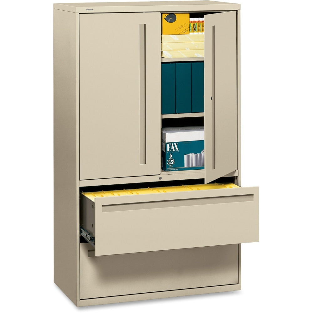 HON Brigade 700 Combo 42inW x 18inD Lateral 2-Drawer File Cabinet, Putty