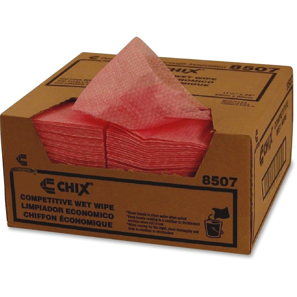 Chicopee Chix Food Service Wet Wipes, 11 1/2in x 24in, Pink, Case Of 200