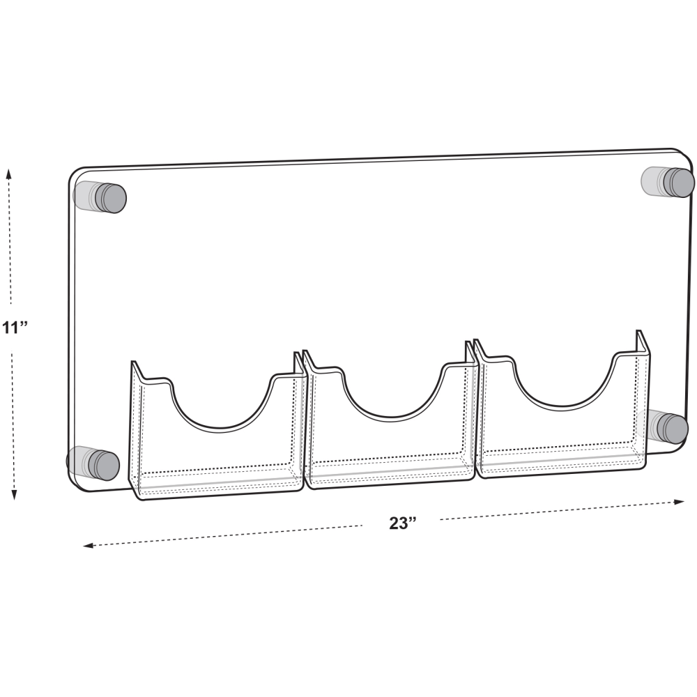 Azar Displays 3-Pocket Bifold Wall Brochure Holder, 11in x 23in, Clear/Silver Caps