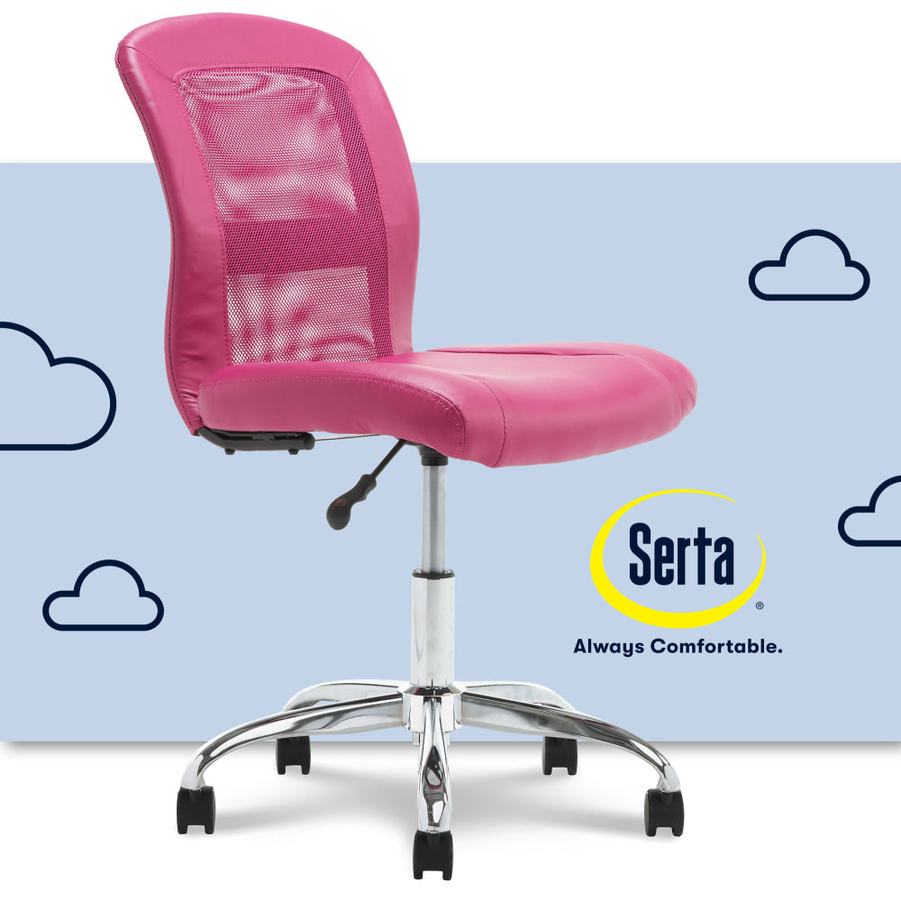 Serta Essentials Mid-Back Computer Chair, Teamwork Pink/Chrome