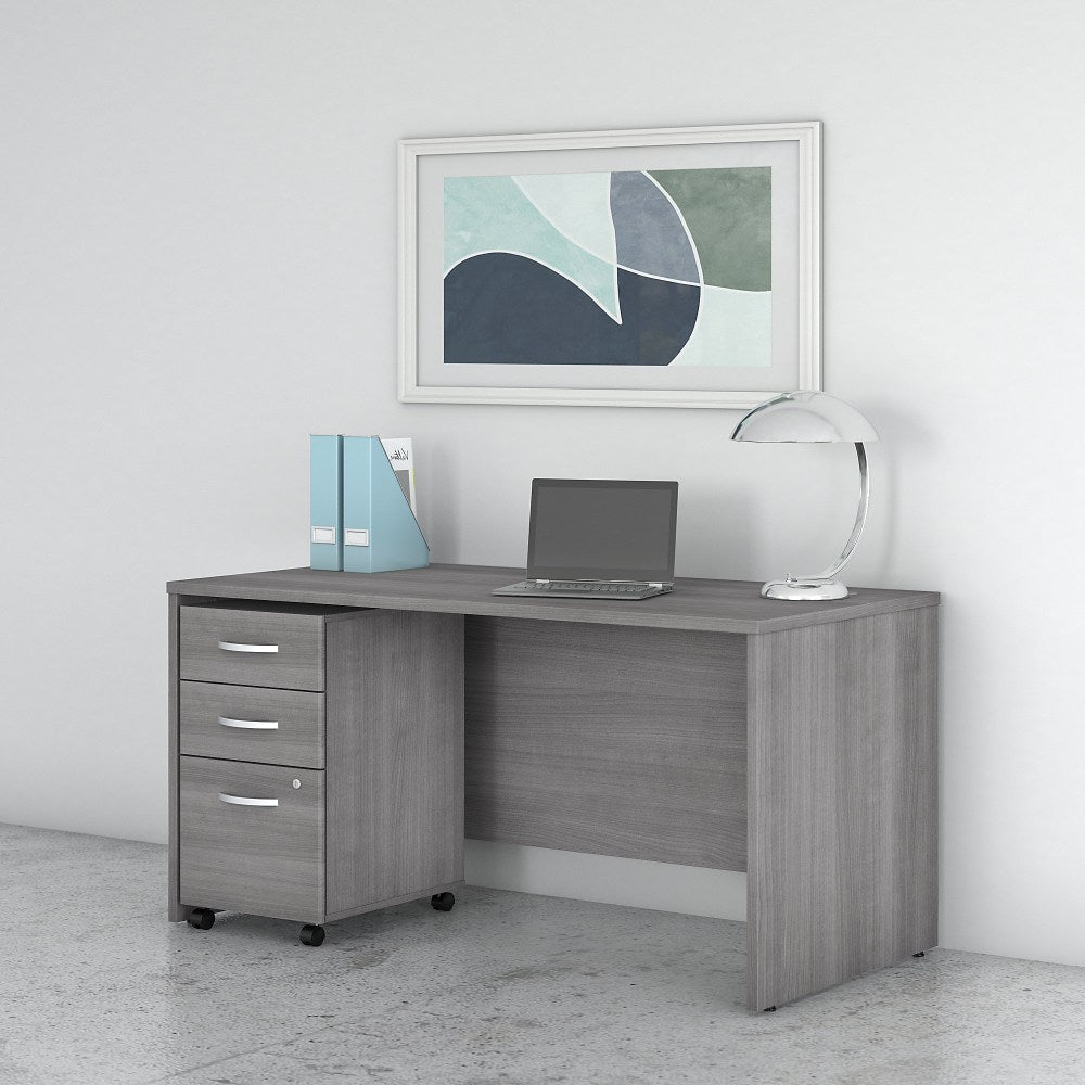 Bush Business Furniture Studio C 60inW Office Computer Desk With Mobile File Cabinet, Platinum Gray, Standard Delivery