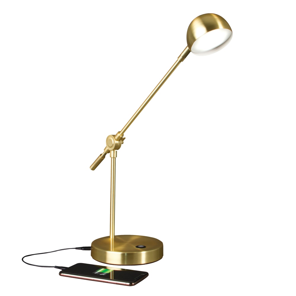 OttLite Direct LED Desk Lamp, 18inH, Brass