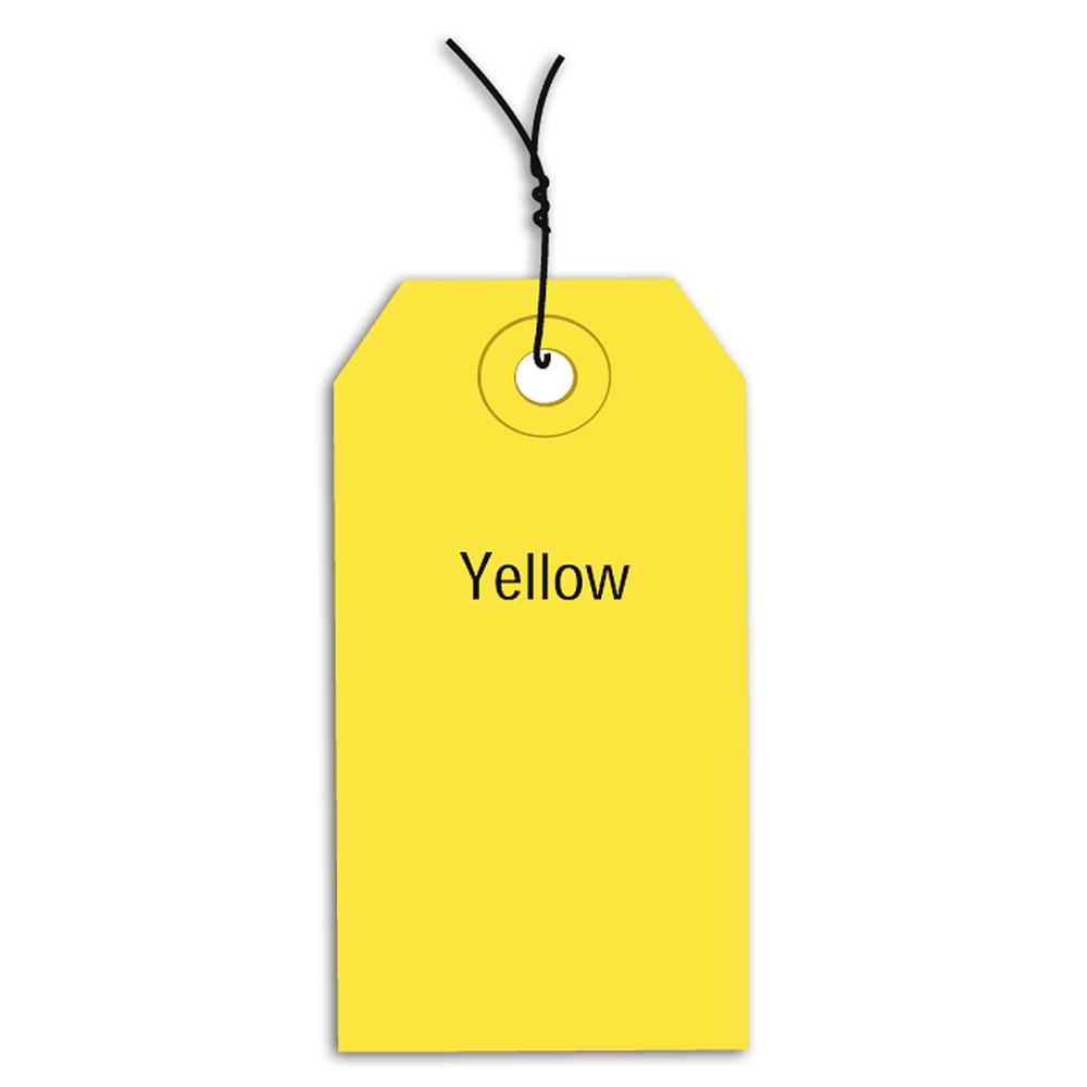 Partners Brand Prewired Color Shipping Tags, #1, 2 3/4in x 1 3/8in, Yellow, Box Of 1,000