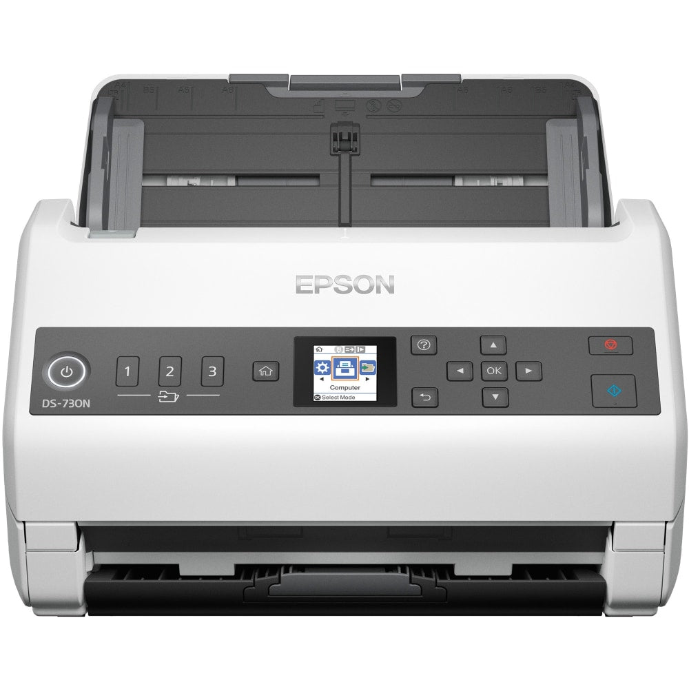 Epson DS-730N Sheetfed Scanner - 600 dpi Optical - 8-bit Color - 8-bit Grayscale - 40 ppm (Mono) - 40 ppm (Color) - Duplex Scanning - USB