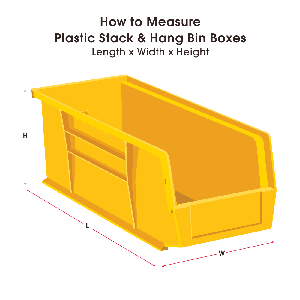 B O X Packaging Plastic Stackable Bin Boxes, Small Size, 18in x 11in x 10in, Yellow, Pack Of 4