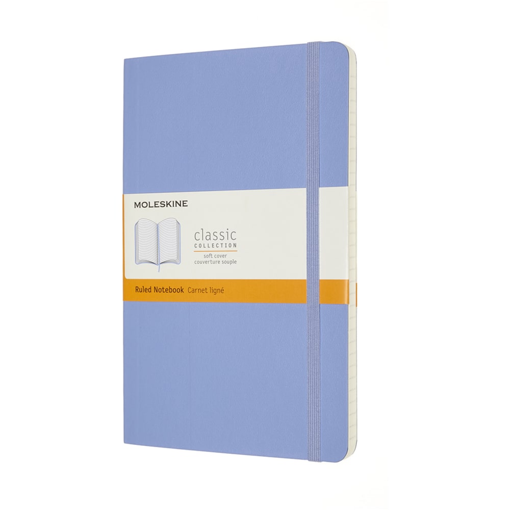 Moleskine Classic Notebook, Large, 5in x 8-1/4in, Ruled, 192 Pages, Soft Cover, Hydrangea Blue