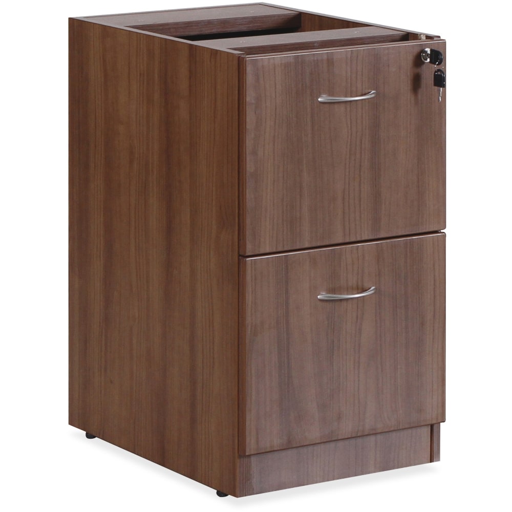 Lorell Essentials 16inW Vertical 2-Drawer Fixed Pedestal File Cabinet For Computer Desk, Walnut