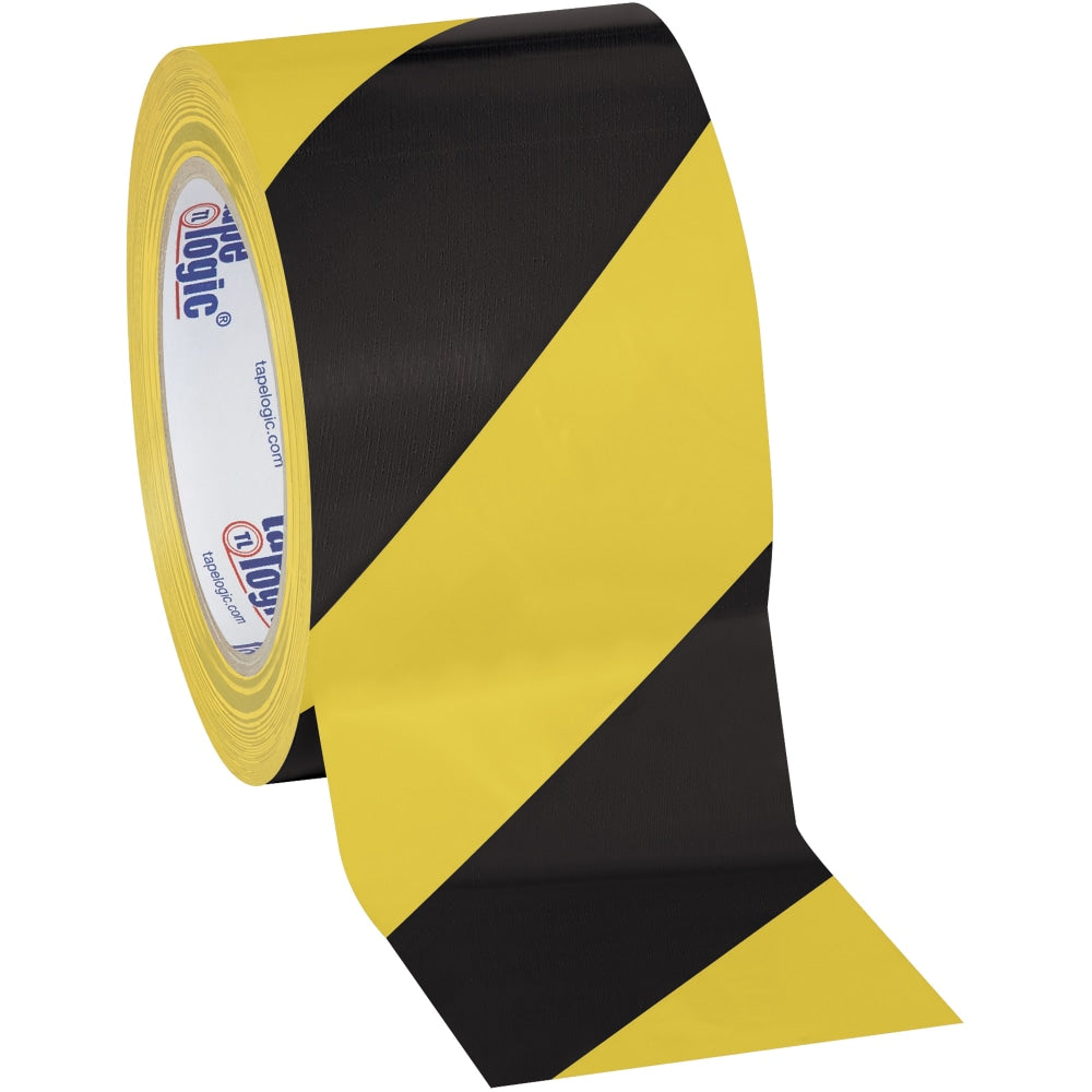 Partners Brand Solid Vinyl Safety Tape, 3in x 36 Yd., Black/Yellow Stripes, Case Of 16