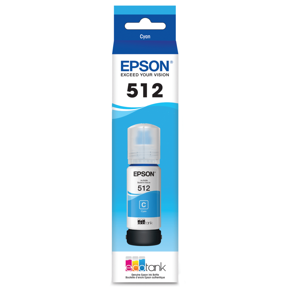 Epson 512 EcoTank Cyan High-Yield Ink Bottle, T512220-S