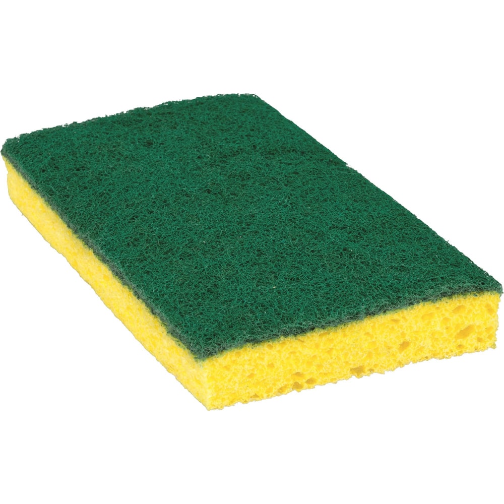 Scotch-Brite Medium-Duty Scrub Sponges - 3.5in Height x 6.3in Width x 6.1in Length x 700 mil Thickness - 60/Carton - Cellulose, Synthetic Fiber - Yellow, Green