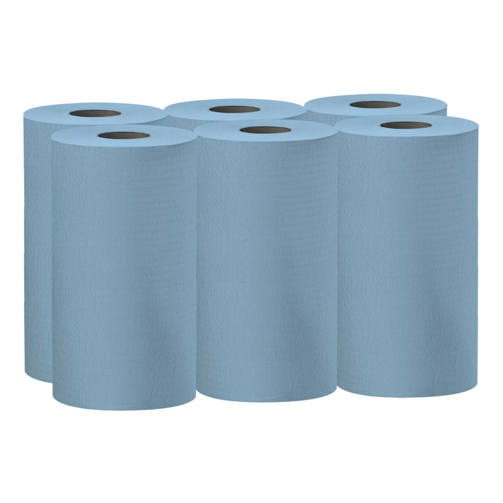 Wypall X60 Wipers, Unscented, 19 5/8in x 13 7/16in, Blue, 130 Sheet Per Roll, Case Of 6 Rolls