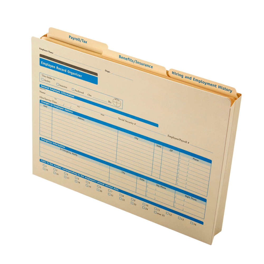 ComplyRight Employee Record Organizer 3-Folder Sets, Pack Of 25