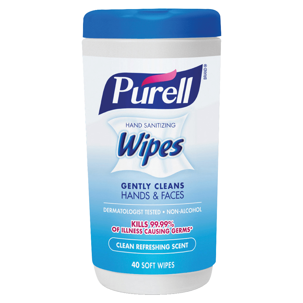 PURELL Clean Scent Hand Sanitizing Wipes - Clean - White - Durable, Alcohol-free - For Hand - 40 Quantity Per Canister - 6 / Carton