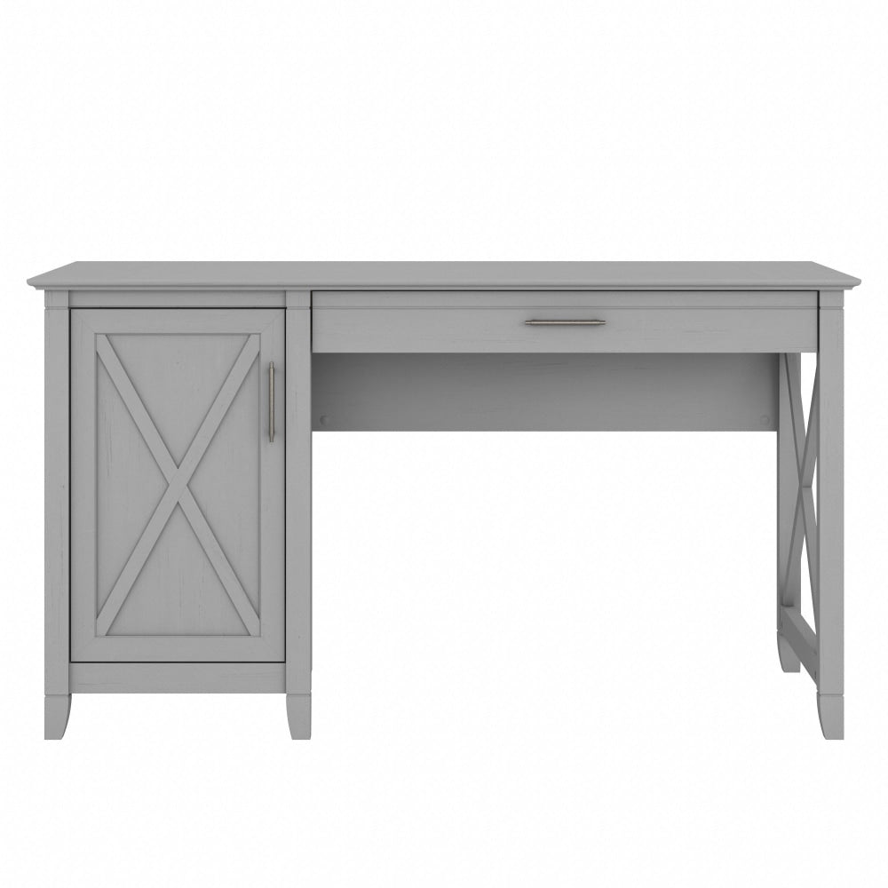 Bush Furniture Key West 54inW Computer Desk With Keyboard Tray And Storage, Cape Cod Gray, Standard Delivery