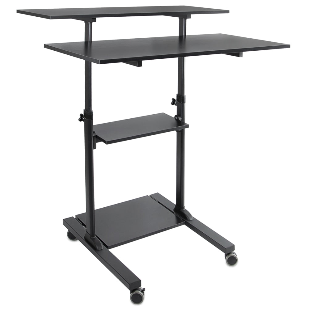 Mount-It! MI-7970 Height-Adjustable Mobile Standing Desk Workstation, 55inH x 39-1/2inW x 26inD, Black