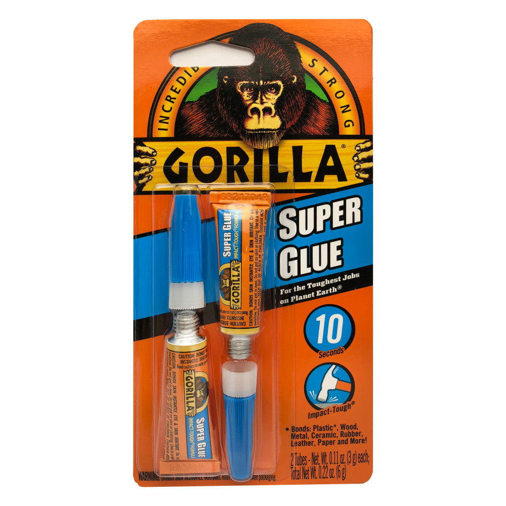 Gorilla Super Glue, 0.11 Oz Tubes, Pack Of 2 Tubes