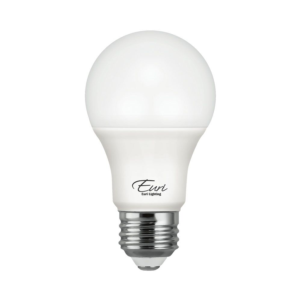 Euri A19 Dimmable 800 Lumens LED Light Bulbs, 9 Watt, 5000 Kelvin/Daylight White, Case Of 4 Bulbs