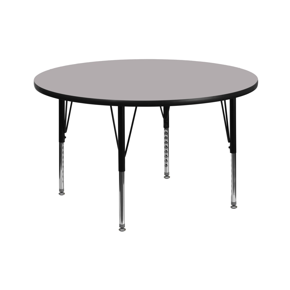 Flash Furniture 42in Round Thermal Laminate Activity Table With Short Height-Adjustable Legs, Gray