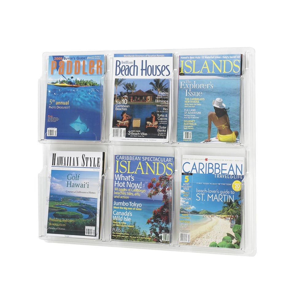 Clear Literature Rack, Magazine, 6 Pockets