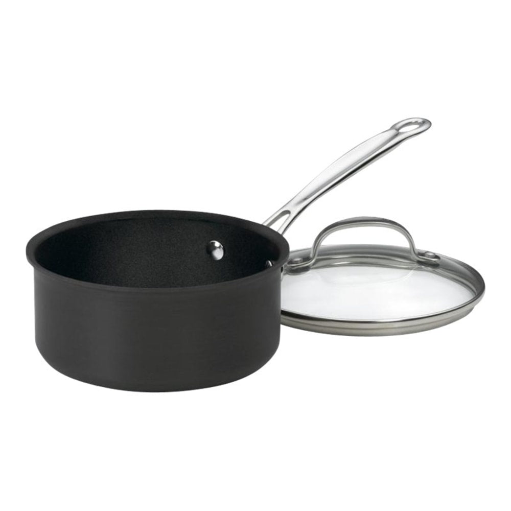 Cuisinart Chefs Classic Aluminum Non-Stick Saucepan With Cover, 0.4 Gallon, Black