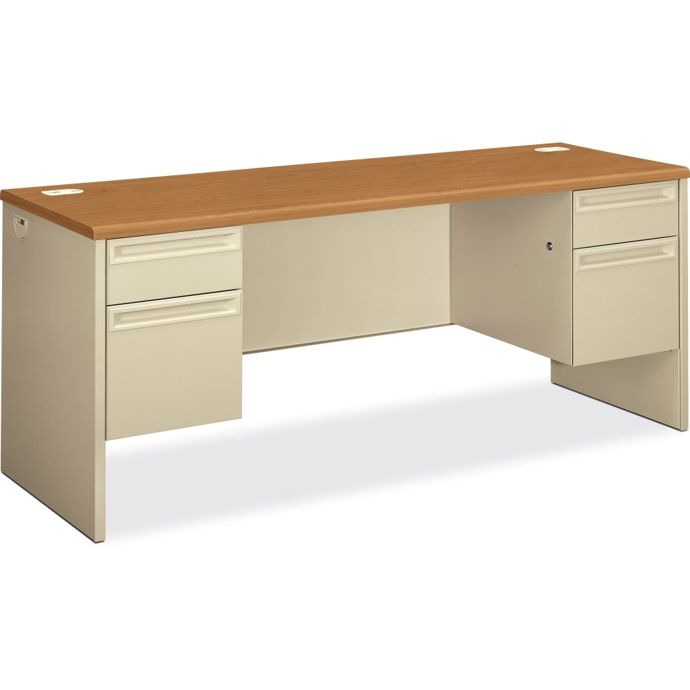 HON 38000 72inW Kneespace Computer Desk Credenza, Harvest/Putty