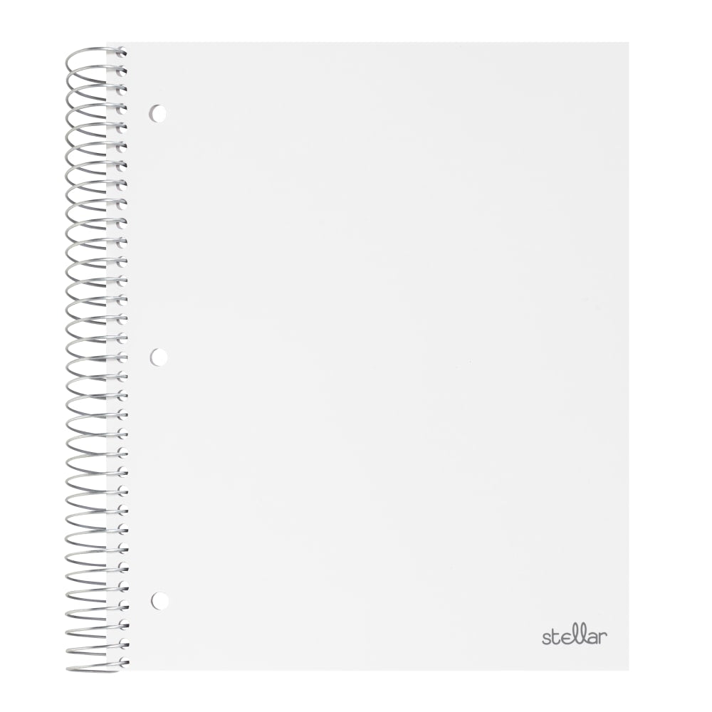 Office Depot Brand Stellar Poly Notebook, 8in x 10-1/2in, 5 Subject, Wide Ruled, 200 Sheets, White